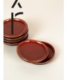 Set of 6 small Hoa Bien red ceramic plates