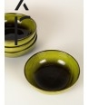 Set of 4 Hoa Bien green ceramic shallow bowls