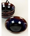 Set of 4 blue-ochre Hoa Bien bowls