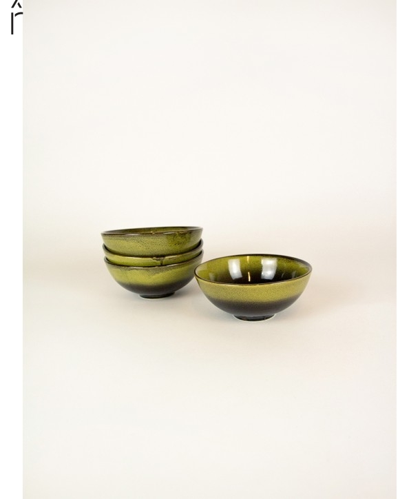 Set of 4 Hoa Bien ceramic bowls - green