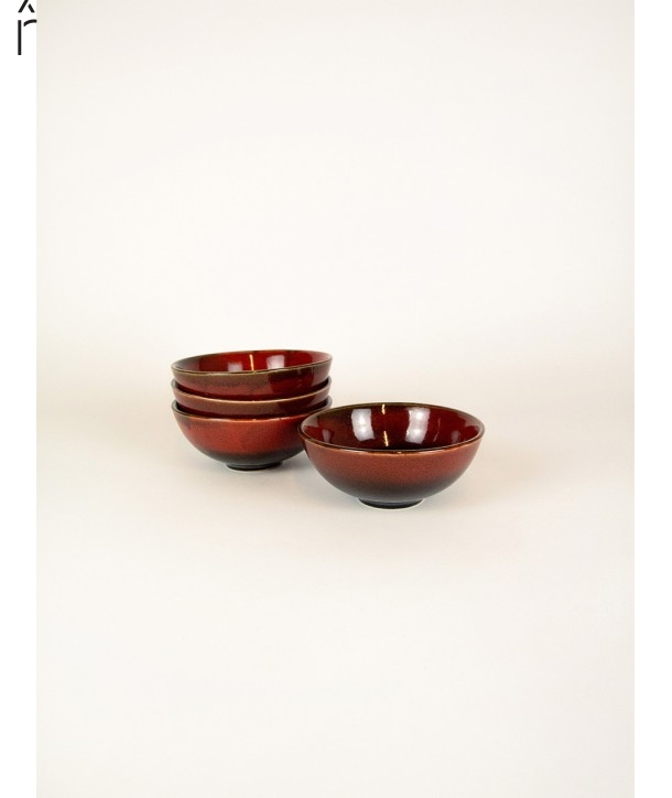 Set of 4 Hoa Bien ceramic bowls - red