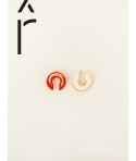 Set de 2 earcuffs plats en corne laquée bicolore (orange-rose et rose-ivoire)