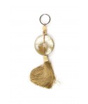 Porte clé style jade bille et breloque en corne blonde