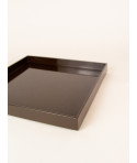 Square tray with brown lacquer