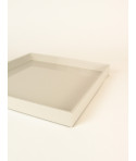 Plateau carré laqué, gris pâle