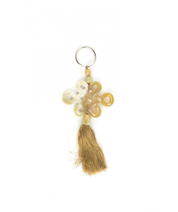 Tibetan longlife symbol key holder in blond horn