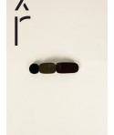 Barette Totem en corne noire et laque Kaki