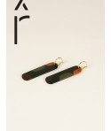 Black horn and khaki lacquer 75 Nymphe hoop earrings.