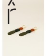 Black horn and khaki lacquer 85 Totem hoop earrings.