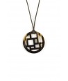 Checkered pendant in plain black horn