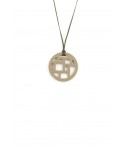 Pendentif damier bords libres laqué café crème
