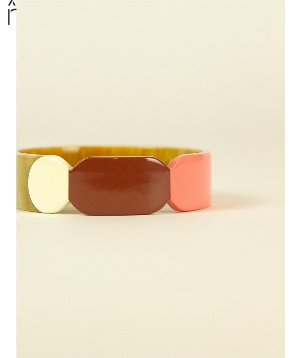 Blond horn and burgundy lacquer 20 Totem bracelet