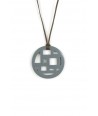 Checkered gray-blue lacquered pendant