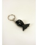 Round fish key holder in plain black horn (set of 4)