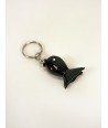 Round fish key holder in plain black horn (set of 4)