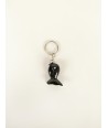 Round fish key holder in plain black horn (set of 4)