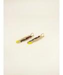 Blond horn and lime lacquer 85 Nymphe hoop earrings.