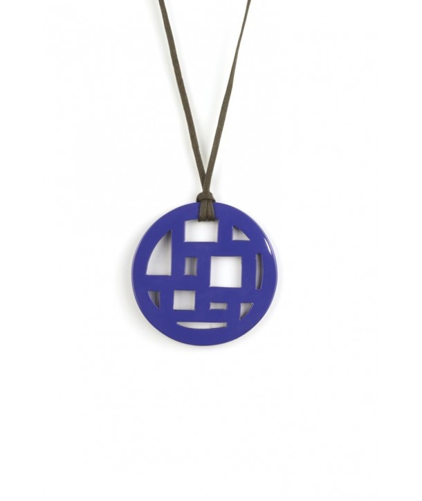 Checkered indigo blue lacquered pendant