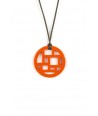Checkered orange lacquered pendant