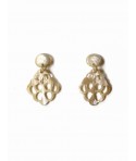 Boucles d'oreilles clips dentelle en corne blonde