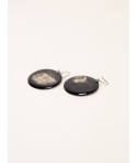 Boucles d'oreilles disque plein en corne noire marbrée