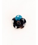 Broche camélia laquée gris-bleu