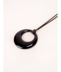 Small irregular ring pendant in plain black horn
