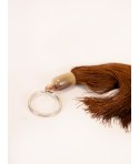 Porte clé pompon en sabot et fil marron-bordeaux