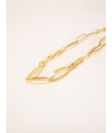 Sautoir anneaux fins ronds et ovales en corne blonde