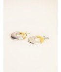 Boucles d'oreilles rondes en corne blonde et laque argent