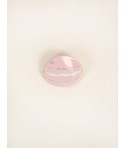 Broche macaron en nacre et laque rose