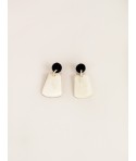 Boucles d'oreilles clips battoirs en corne blonde et noire