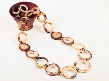 Long necklace with African horn rings