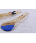 Double indigo blue lacquered hair pick