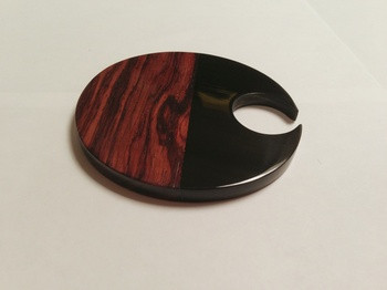 Round crab coasters in black buffalo horn and rosewood