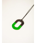 Oval square ring pendant in hoof and half anise green lacquered