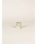Small narrow cylindrical pot in natural stone without lid