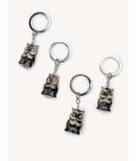 Porte clés hiboux en corne noire