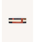 Barrette rectangulaire sabot de buffle et laque rouge brique et ivoire