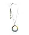 Large gray-blue lacquered irregular ring pendant