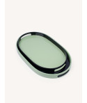 Set de 2 plateaux ovales laqués noir et vert jade