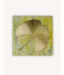 Square Ginkgo trivet in green jade marble and brass
