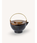 Teapot, black brass handle, fired earth Ket Tinh enamel