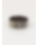 Médaillon rond corne noire serti cuir d'autruche violet