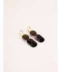 Totem mini hoops in black horn and khaki lacquer