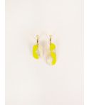 Nymphe mini hoops in blonde horn and lime lacquer
