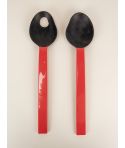 African black horn with red laquer salad servers